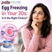 Egg Freezing in Your 30s: Is It the Right Choice? A woman considering fertility preservation with medical illustrations of egg freezing and cryopreservation.